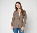 Women's Aran Crafts Merino Wool One-Button Sweater Cardigan - Peanut Marl - Size L
