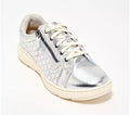 Clarks Collection Perforated Leather Sneaker for Women - Caroline Ayla - Silver - Size 12M