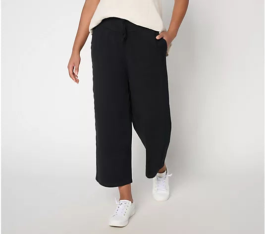 LOGO Lounge by Lori Goldstein Pull-on Cropped Sweatpants for Women - Black - Size 2X