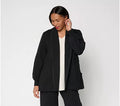 Women's LOGO Lounge by Lori Goldstein Open Front Shawl Collar Cardigan - Black - 2X