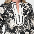 Bellisima by Kim Gravel - Petite Ginger Jar Ribbon Trim Top, Black/White, 4XP