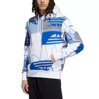 Adidas Aop Logo Play Hoodie- Blue/Grey/White- New with Tags