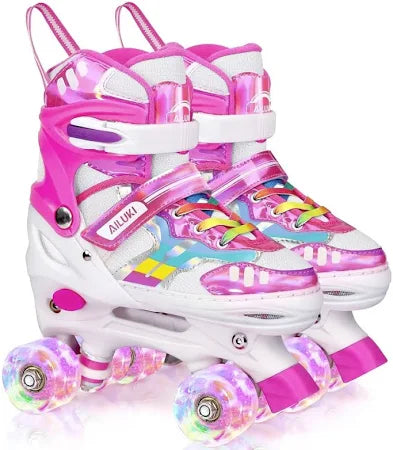 Ailuki Girls' Adjustable Roller Skates Size: 8.5-11