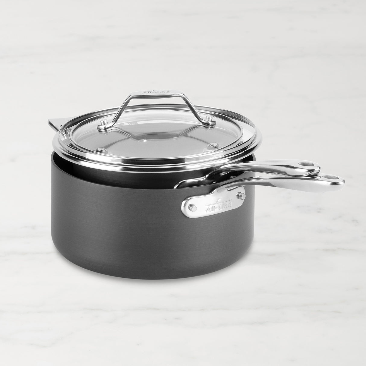 ALL-CLAD Essentials Nonstick Saucepans Set of 2 With Lids
