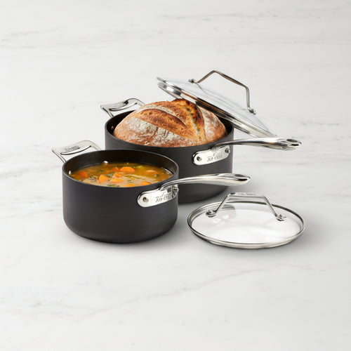 ALL-CLAD Essentials Nonstick Saucepans Set of 2 With Lids