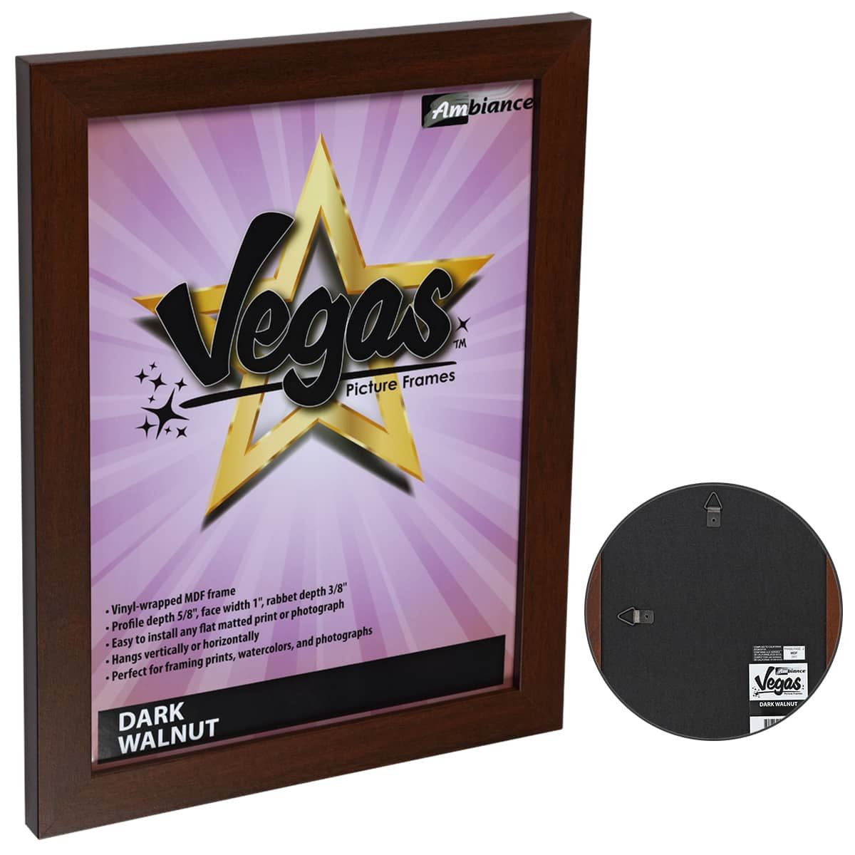 Vegas Vinyl-Wrapped Frame with Acrylic Glazing - Dark Walnut, 16"x20"
