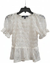 ASH & VIOLET Women's SM Lace Peplum Top in Ivory