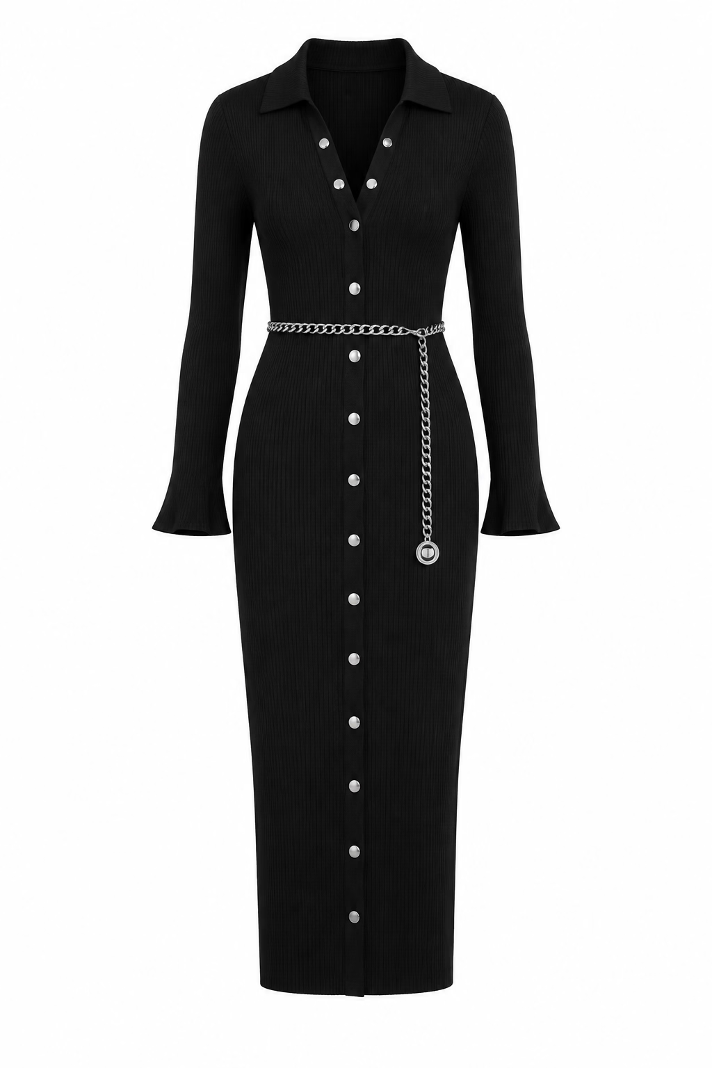 Michael Kors Stretch Knit Belted Midi Dress  Size Small