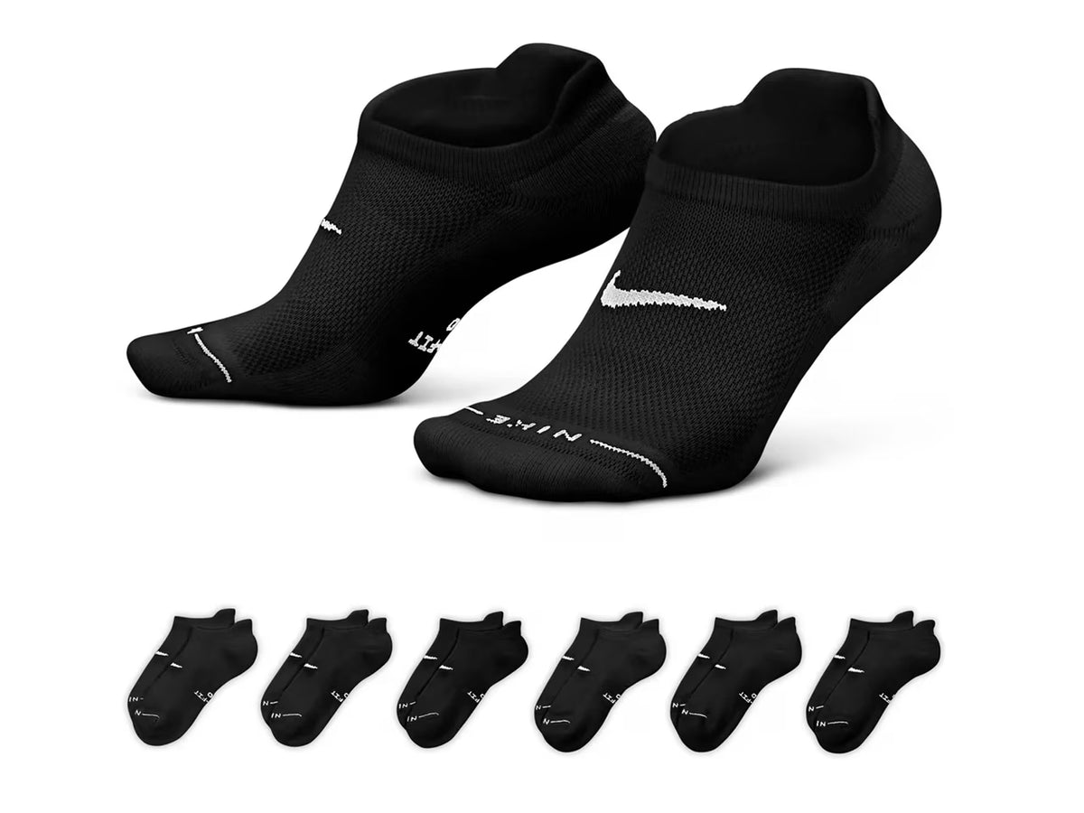 *Black Nike Everyday Elevated No Show Socks - 6 Pack