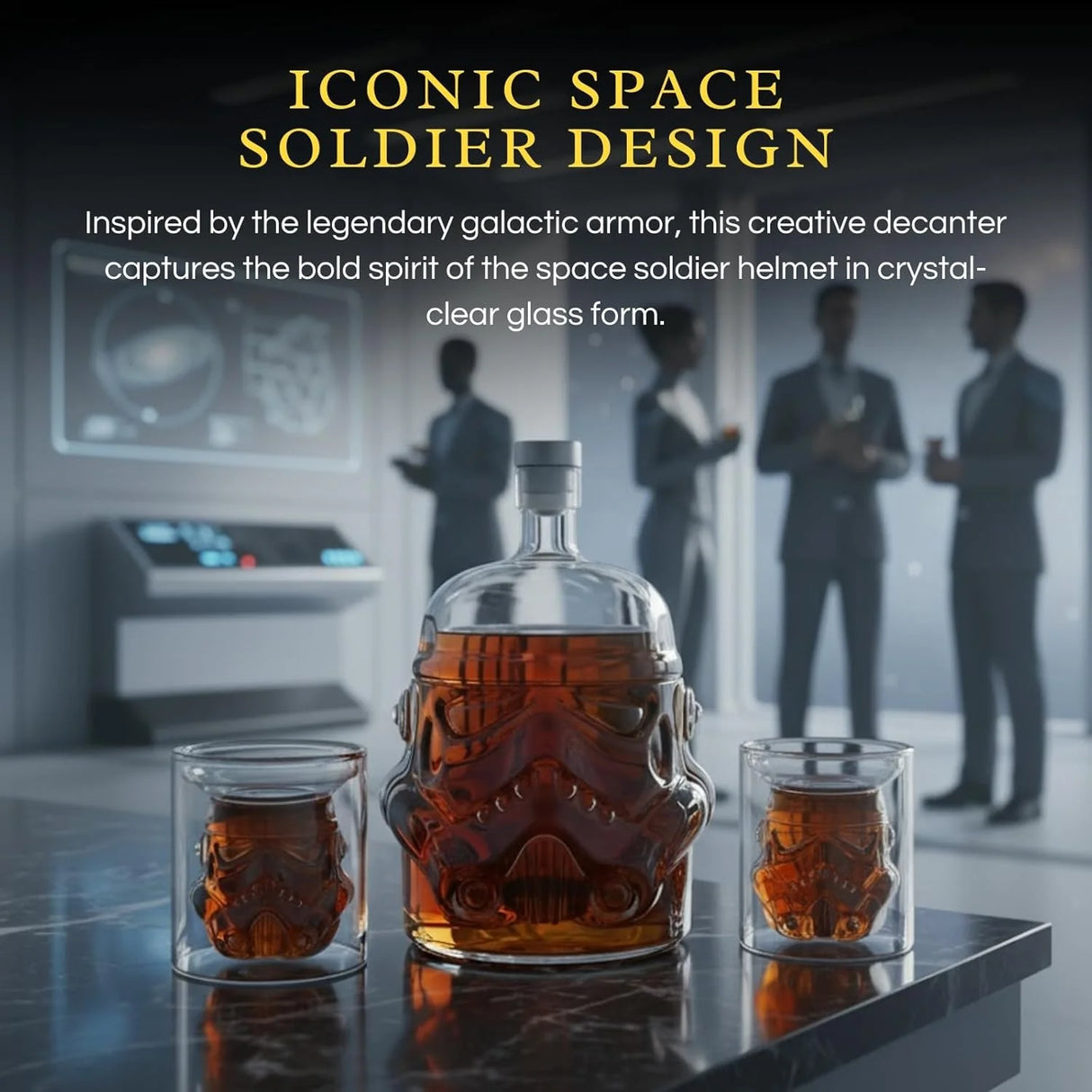 Stormtrooper Creative Whiskey Decanter Set Bottle with 2 Wine Glasses 150ml for liquor, Bourbon, Scotch, Vodka