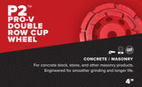 PEARL ABRASIVE CO. Pro-V 4" Double Row - Concrete/Masonry