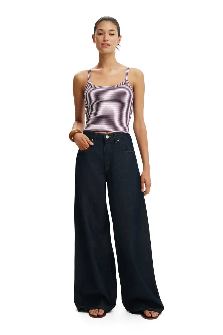 Cotton On Women's High Waist Wide Leg Jeans - Aries Blue - Size 30 (US Size 8)