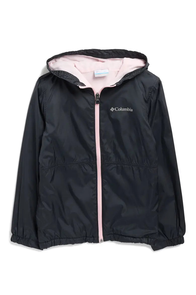 COLUMBIA Youth Center Ridge Lined Windbreaker In Black/pink (L,10/12)