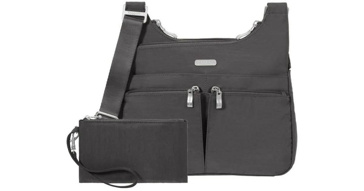 Baggallini Cross Over Crossbody Bag, Grey-NEW