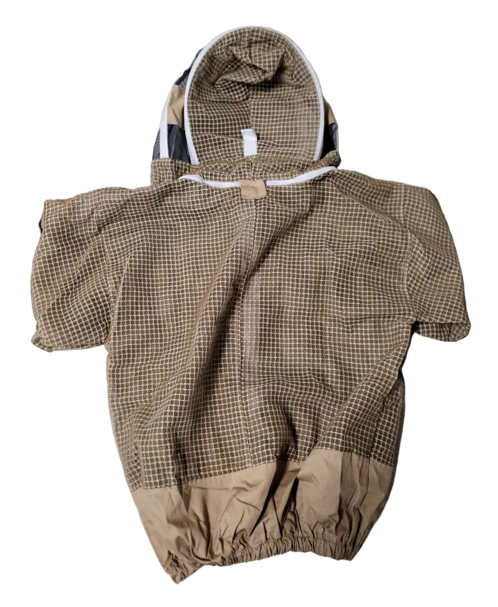 Beekeeping Jacket, Fencing Veil, Mesh Veil Hat & Goatskin Gloves Set | 3XL | Khaki