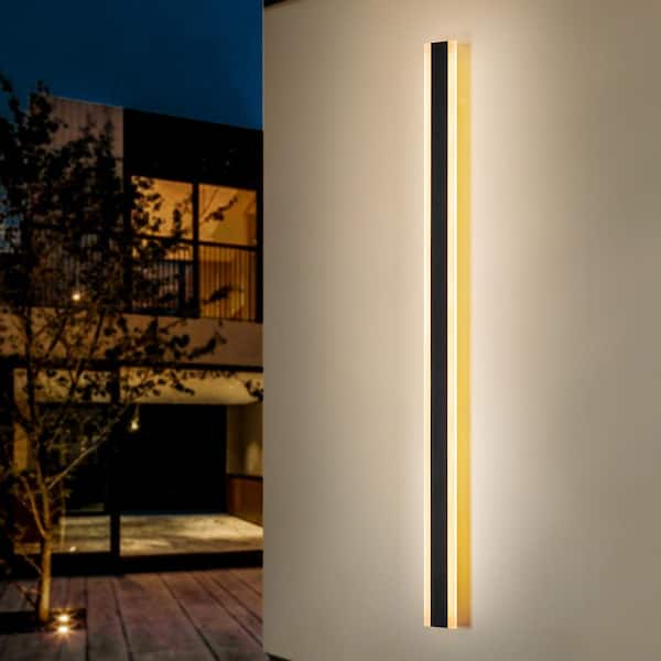 Ronan 59.1 in. Black Outdoor Hardwired Bar Wall Sconce with LED Light Source