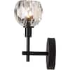 ALSY-4.75 in. 1-Light Black Wall Sconce with Clear Captured Glass Shade
