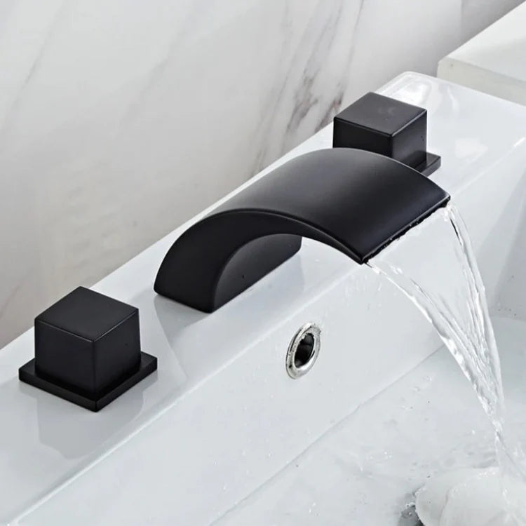 Black Waterfall Faucet with Square Handles