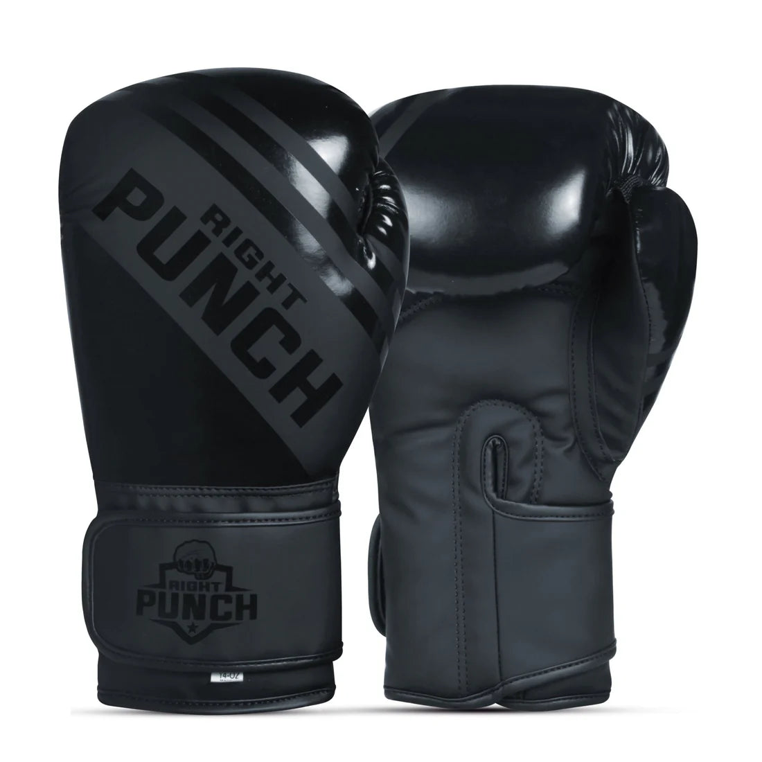 RightPunch Black Synthetic Leather Boxing Gloves