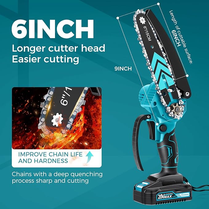 BeiHong Mini Electric Chainsaw 6", Blue