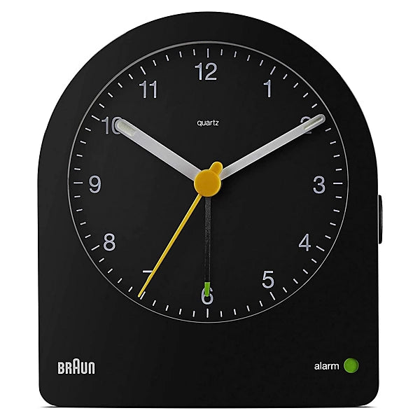 Braun BC22B Classic Analogue Alarm Clock with Snooze & Continuous Backlight Black
