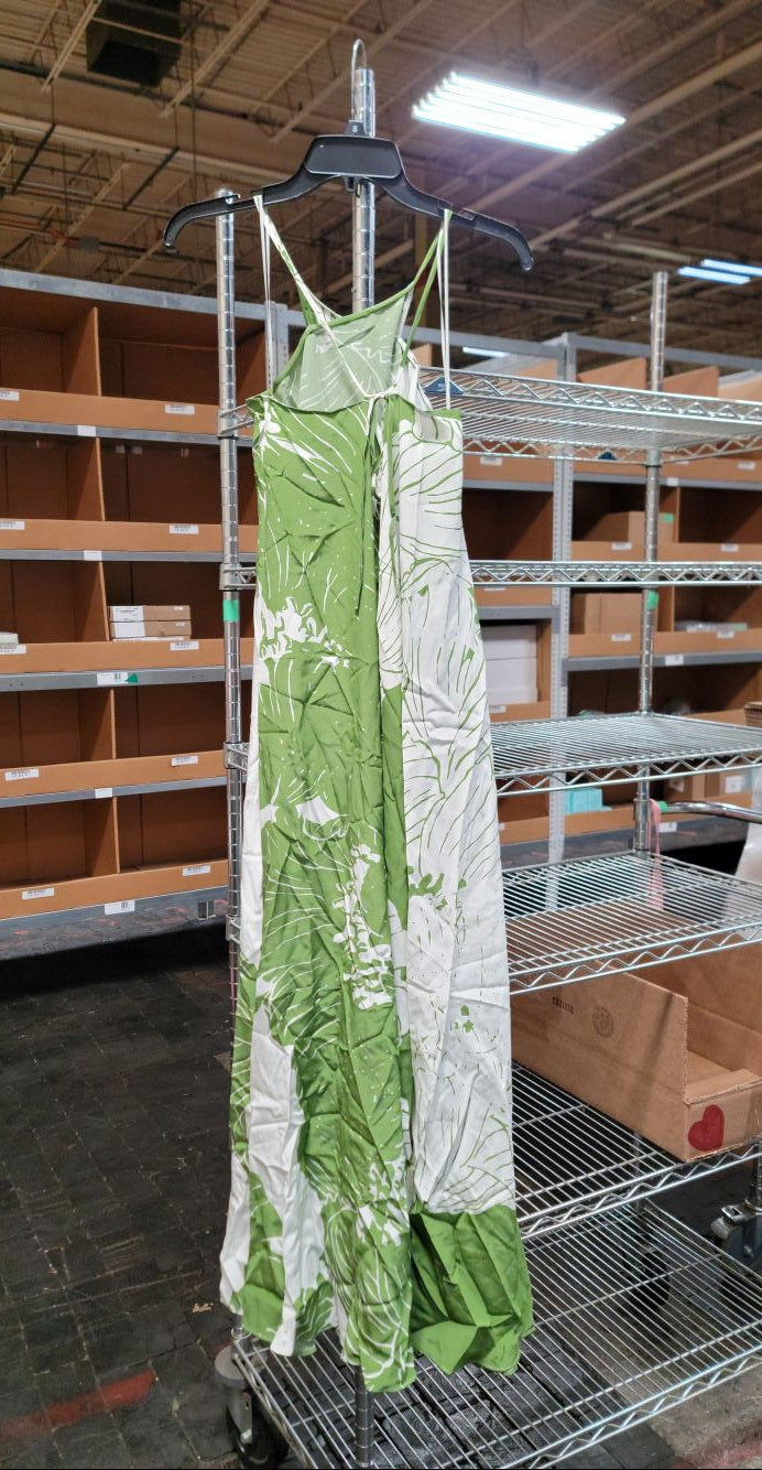 BANANA REPUBLIC | Green Floral Silk Maxi Dress | S