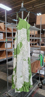 BANANA REPUBLIC | Green Floral Silk Maxi Dress | S