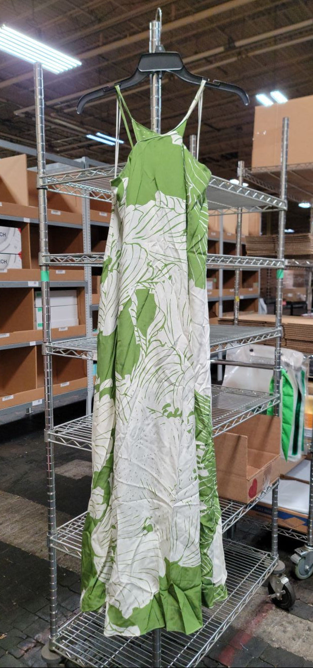 BANANA REPUBLIC | Green Floral Silk Maxi Dress | S