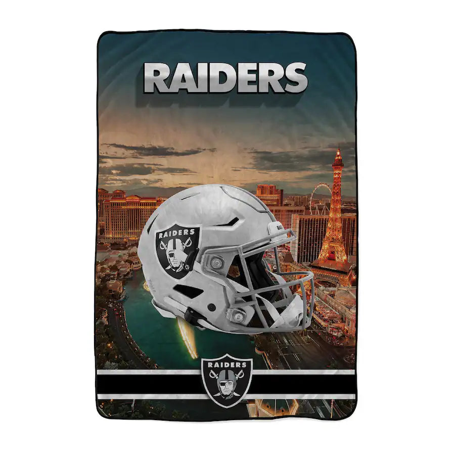 Pegasus Las Vegas Raiders 66" x 95" Oversized Skyline Series Helmet Ultra Cozy Blanket