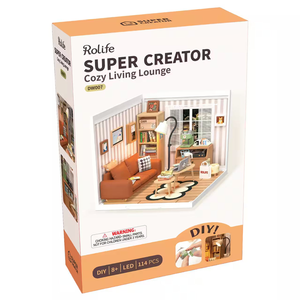 Rolife® Super Creator Cozy Living Lounge DIY Miniature Kit