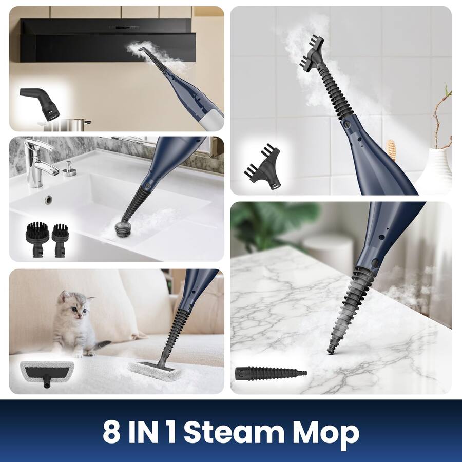 DEVOAC - VM6 Scrubbing Steam Mop with Rotating Mop Pads - 10 in 1 - GOLDEN