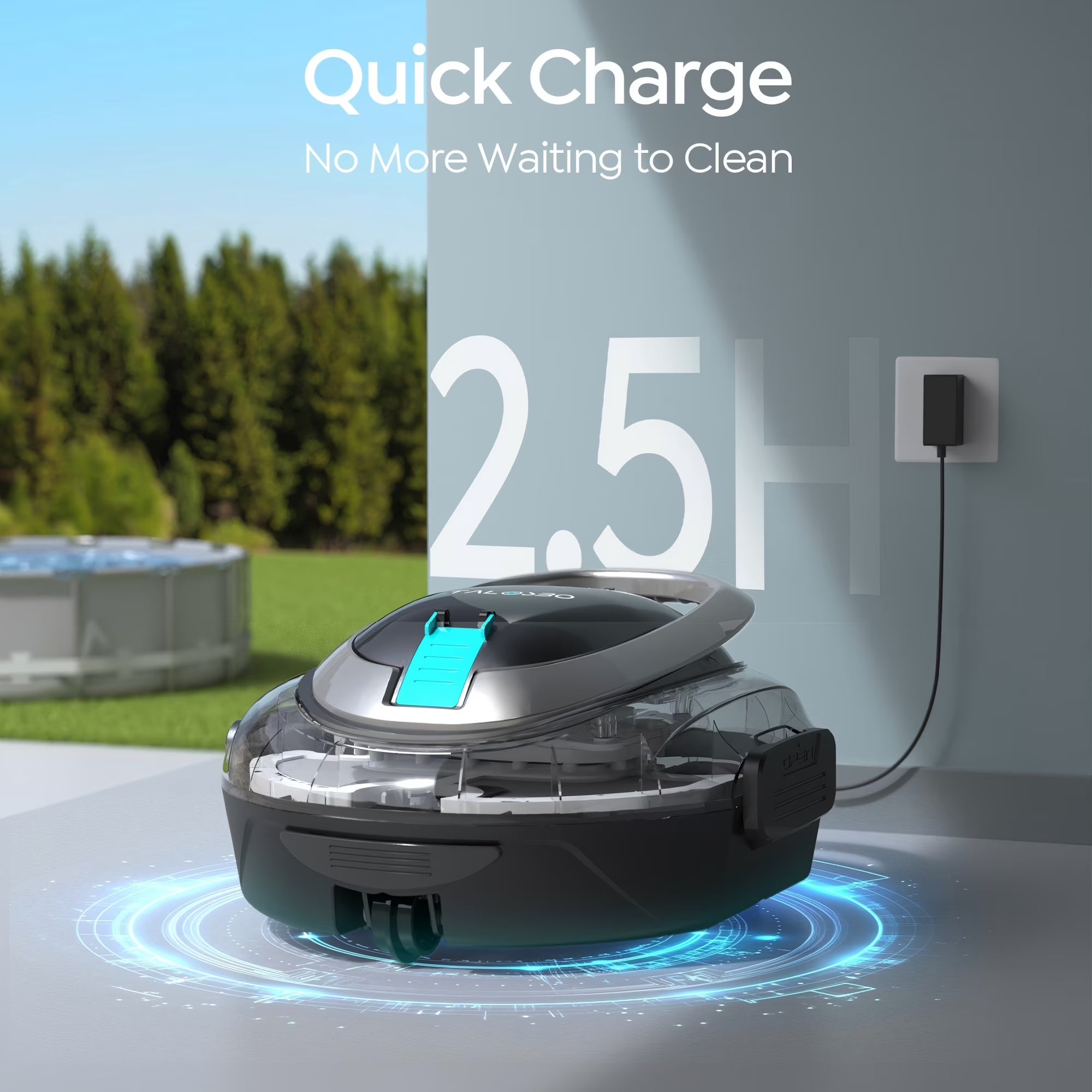 Talosbo S2 Automatic Pool Cleaner Cordless Robotic Pool Vacuum with Dual Filters for Above-Ground & Flat Inground Pools, 90 Min Runtime
