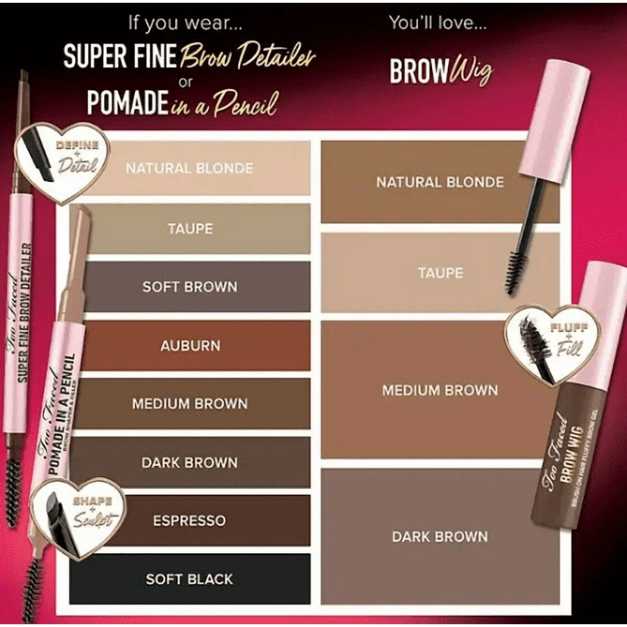 TOO FACED | Brow Wig Brush on Hair | Fluffy Brow Gel in Natural Blonde - 1pc | .19 fl oz