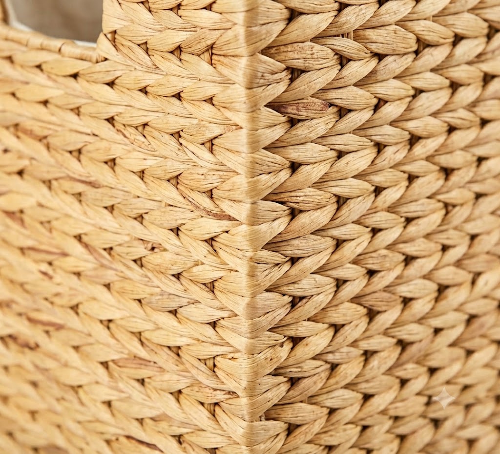 Large Water Hyacinth Laundry Hamper Basket – Double Sorter with 2 Liner Bags, Natural