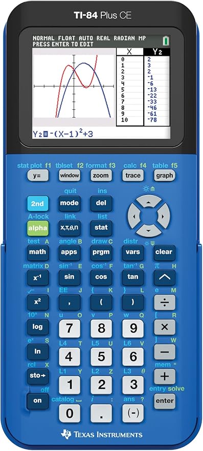 Texas Instruments TI-84 Plus CE Color Graphing Calculator, Bionic Blue Small