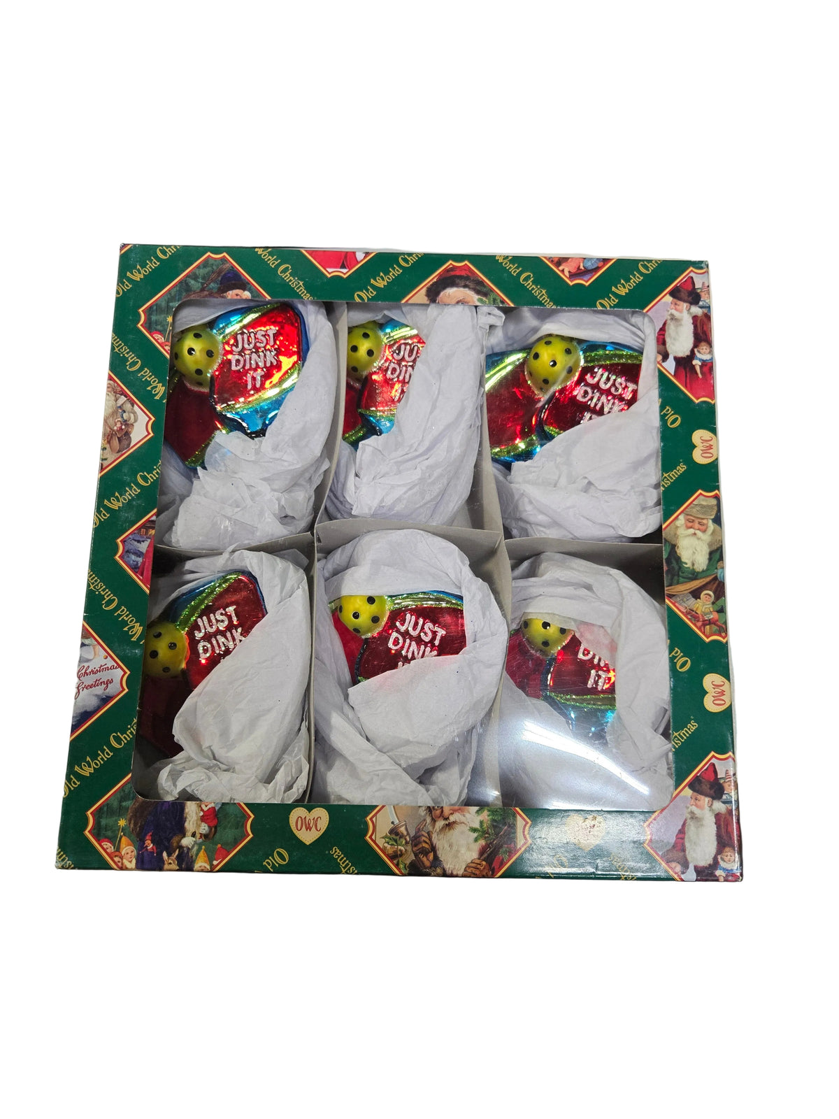 Old World Christmas Pickleball Paddles Ornament - Just Dink It - Gifting Set of 6