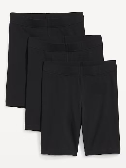 OLD NAVY | High-Waisted Biker Shorts | 3 Pack in Black Jack | 8" Inseam | XS-Regular