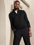 Men's Merino Wool Half Zip Sweater by Banana Republic - Black - Size M