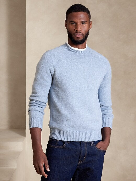Banana Republic Men's Cozy Crewneck Sweater, Light Blue - Large