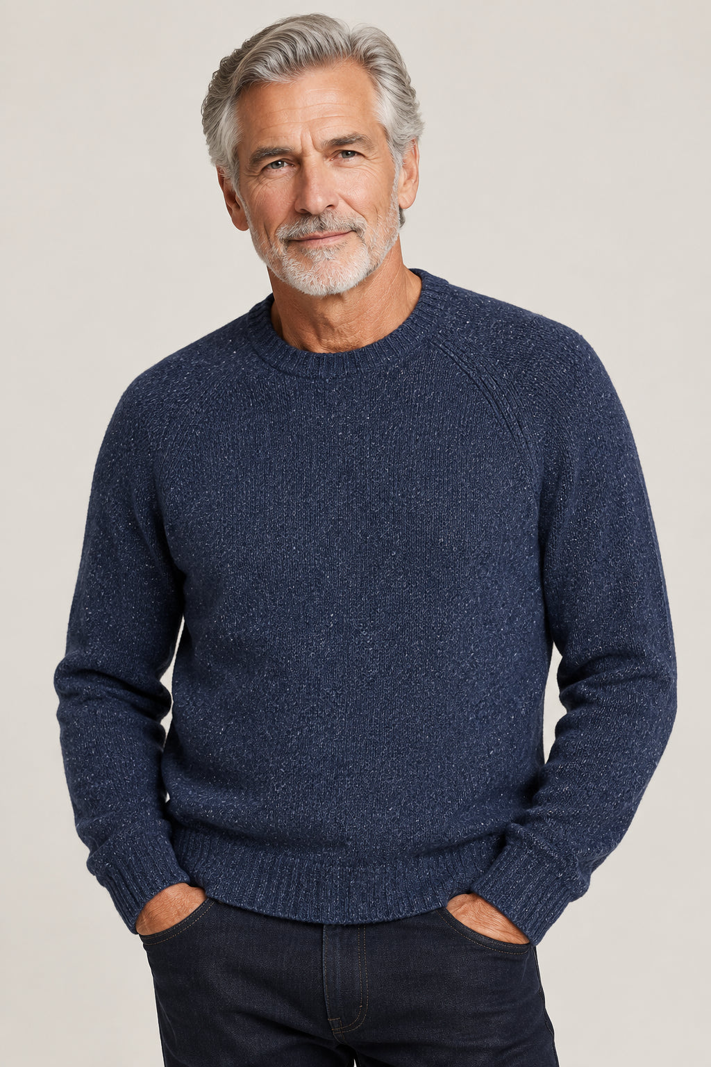 Tweed Crew-Neck Sweater for Men by Banana Republic - Navy - Size M