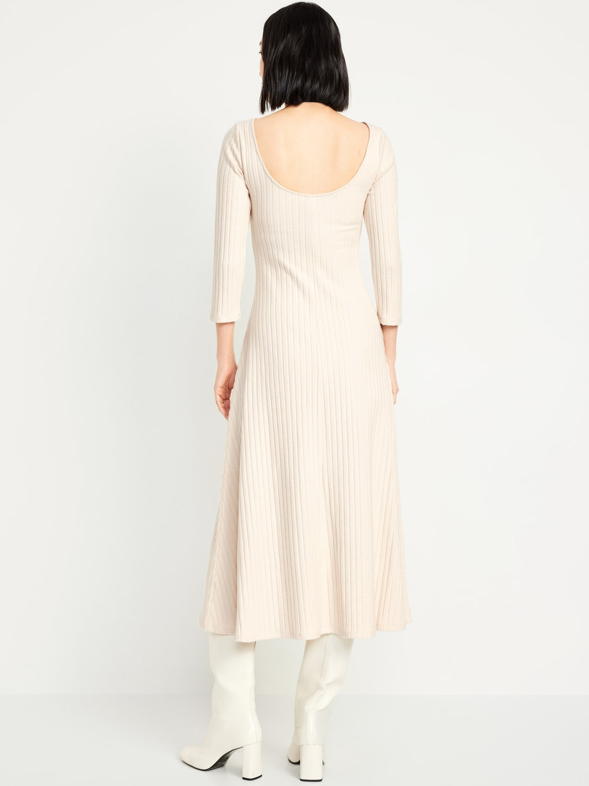 OLD NAVY (Med) (Tall)-Fit & Flare Ribbed Maxi Dress-Color: wish bone