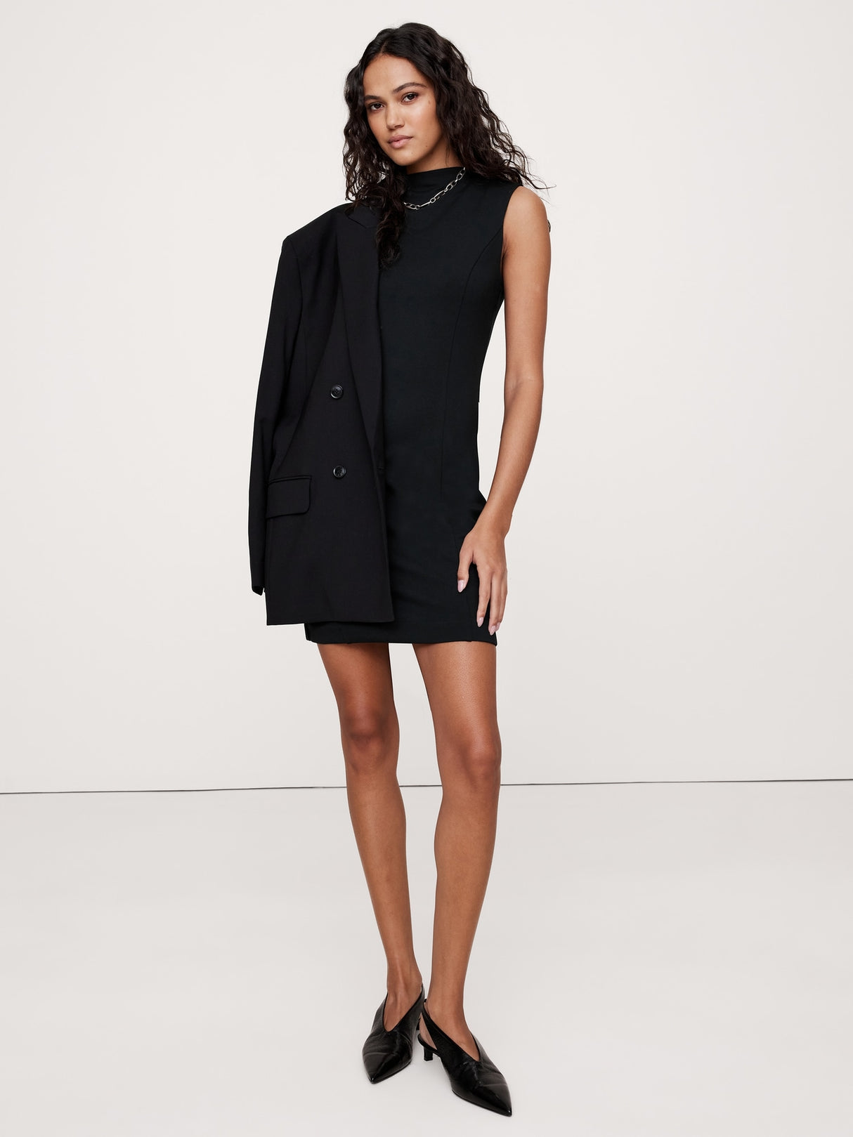 Banana Republic Lightweight Ponte Mini Dress- woman's (XXS)Black