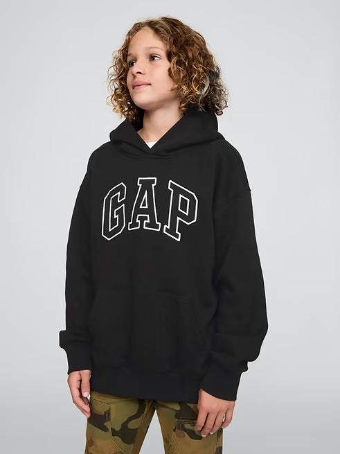 Kids VintageSoft Logo Hoodie by Gap - Black/White - Size L (10)