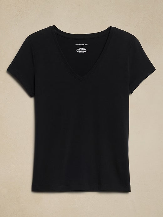 BANANA REPUBLIC Timeless Tee T-Shirt Intemporel | V Neck | Black | Size M