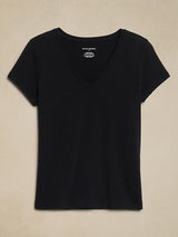 BANANA REPUBLIC Timeless Tee T-Shirt Intemporel | V Neck | Black | Size M