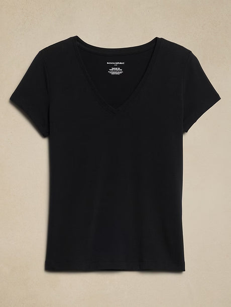 BANANA REPUBLIC Timeless Tee T-Shirt Intemporel | V Neck | Black | Size M