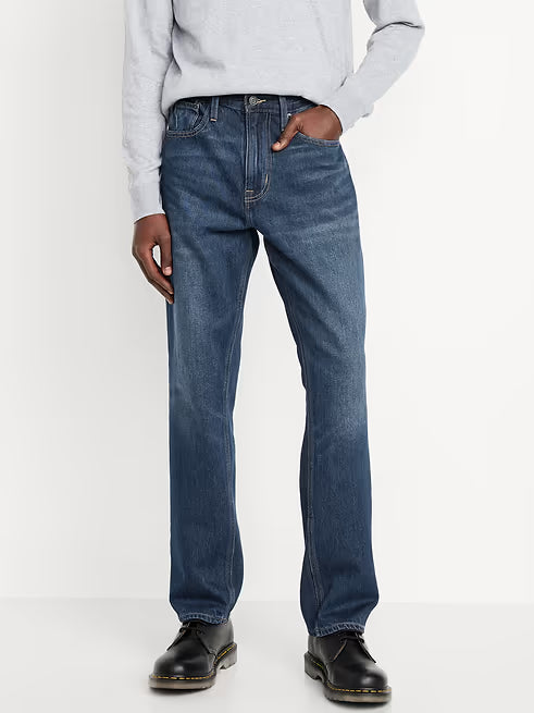 Structured Straight Non-Stretch Jeans for Men by Old Navy - Dark Wash - Size 32 x 34