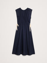 Banana Republic Cotton Poplin Tie-Waist Midi Dress - Navy Blue - Size: Medium