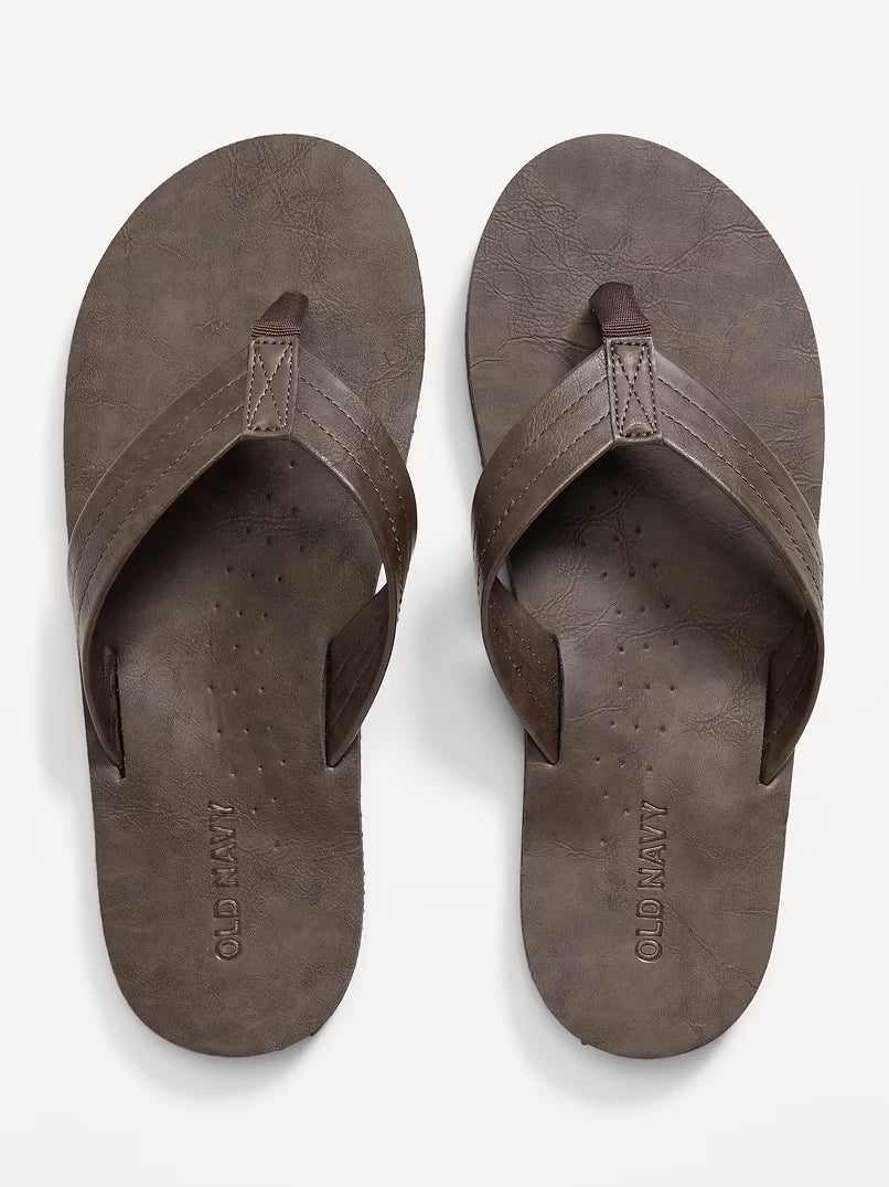 OLD NAVY Faux-Leather Flip-Flop Sandals for Men in Dark Brown - 6/7 SM