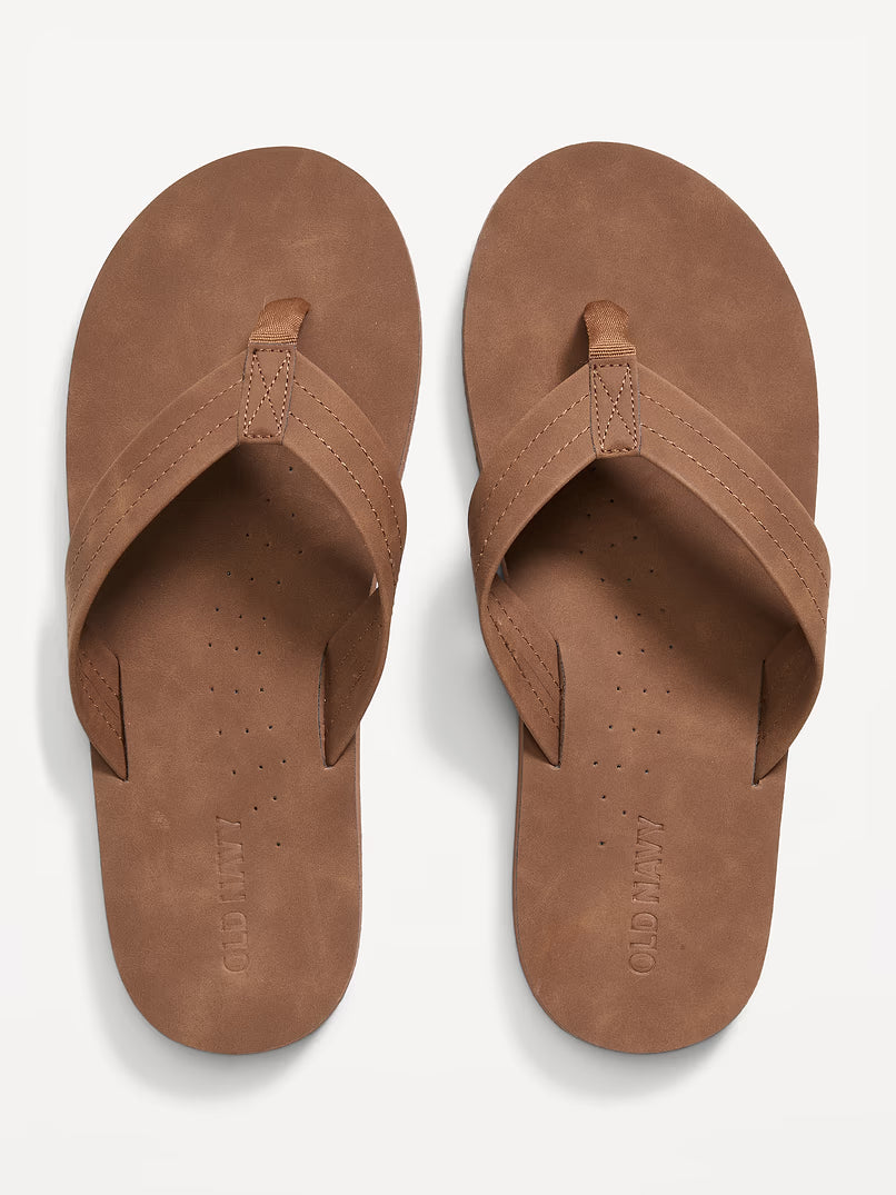 OLD NAVY Faux-Leather Flip-Flop Sandals for Men in Cognac Brown - 6/7 SM